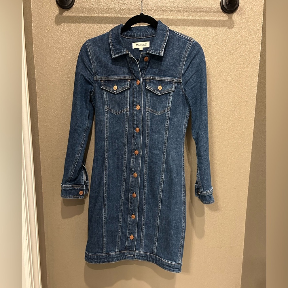 Madewell Denim Seamed Button Front Dress